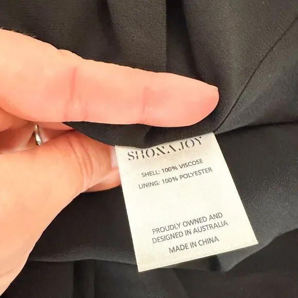 Shona Joy Lauren Cross Front Chiffon Midi Dress in Black Sz 8 Leg Cutout